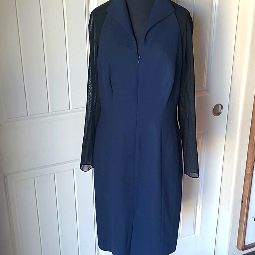 Frank Agostino Vintage Navy Blue Pencil Dress size 10